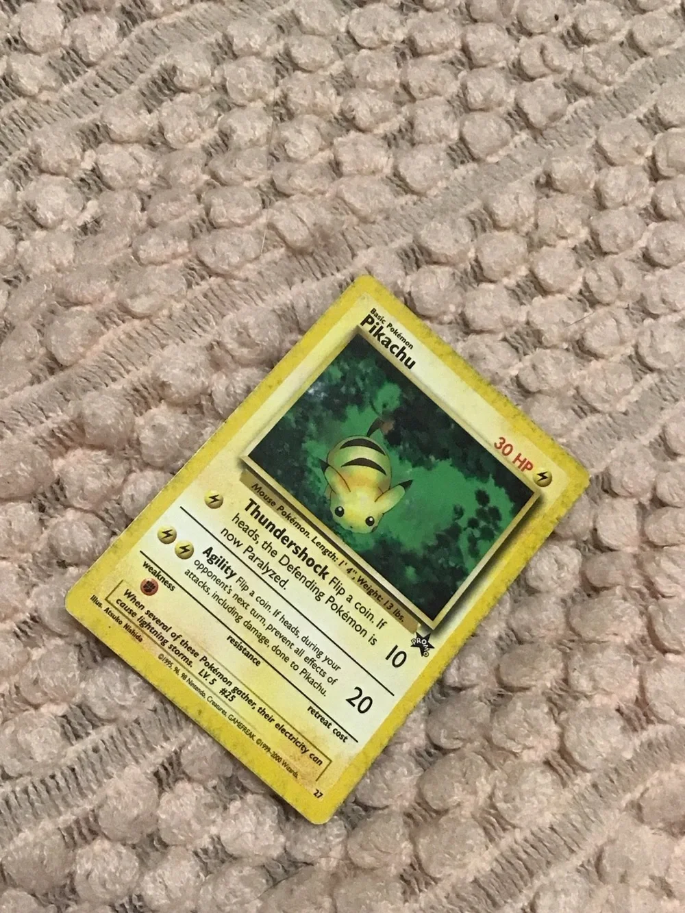 Pokemon Pikachu Trading Card - Yellow & Green Artwork